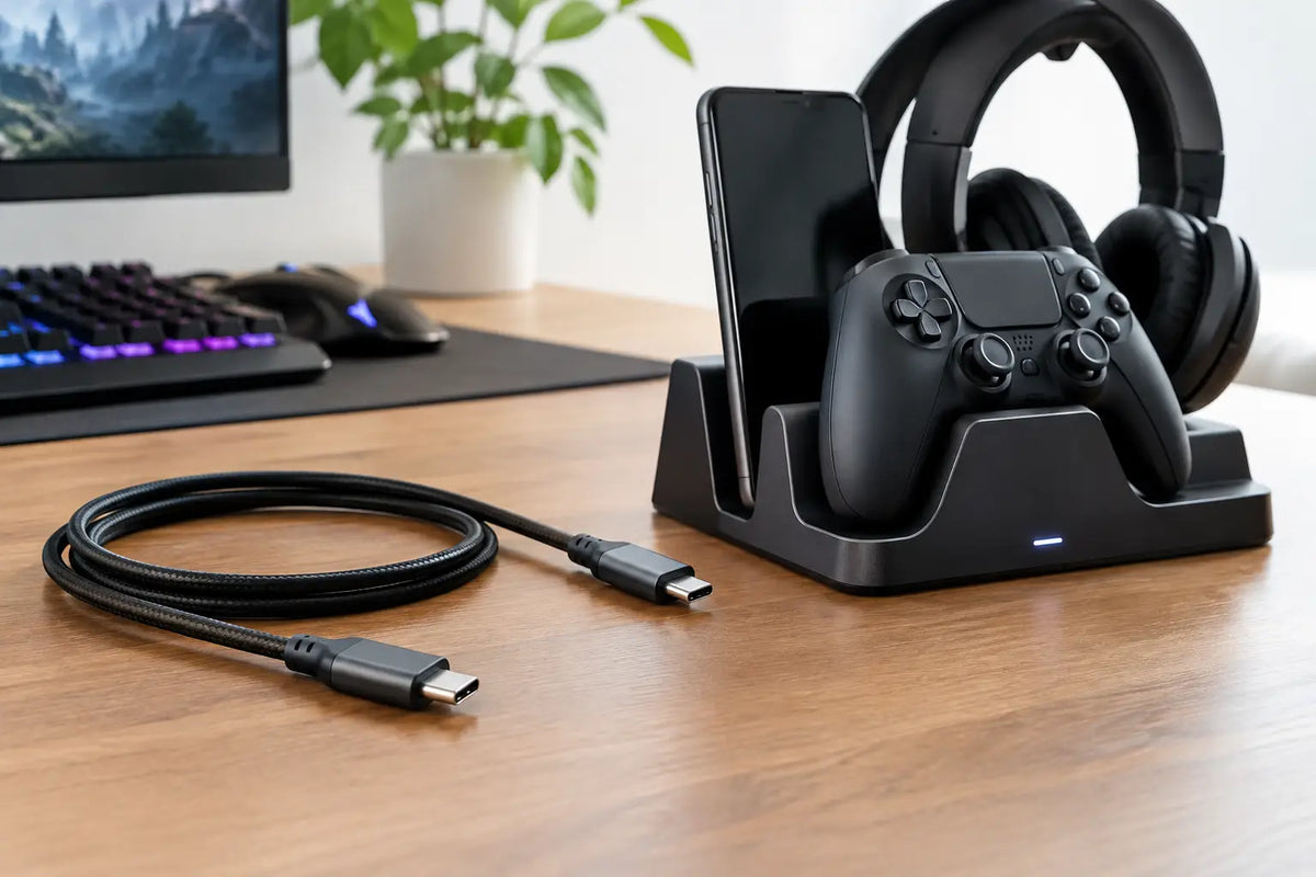 USB-C kabel versus oplaadstation voor gamers