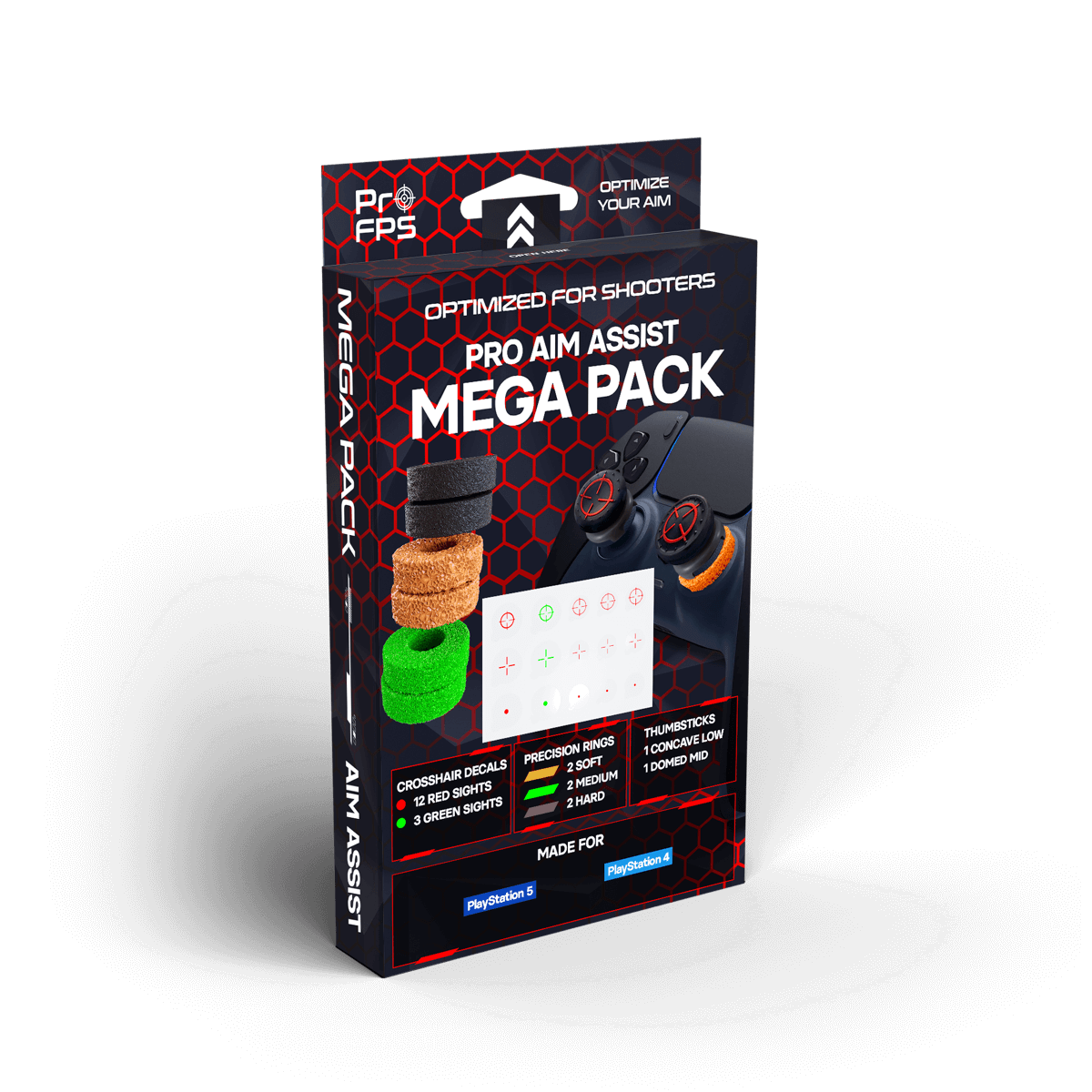 ProFPS Mega Pack Crosshair Decals + Precision Rings + Thumbsticks Mixed