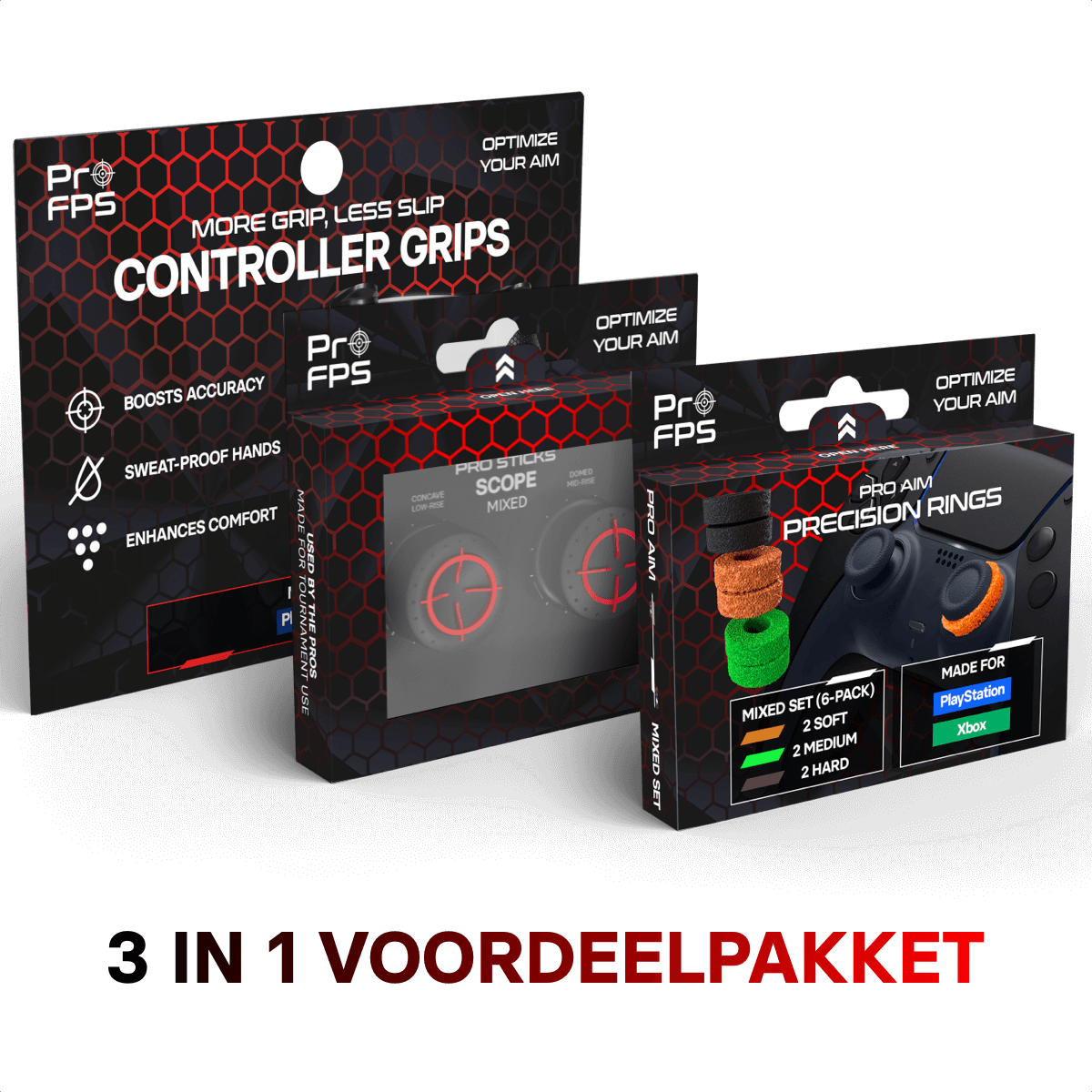 ProFPS Mega Pack Controller Grips + Precision Rings + Thumbsticks Mixed