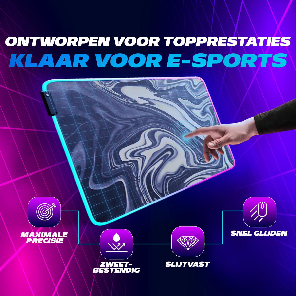 XXL Gaming Muismat 90x50 cm met RGB