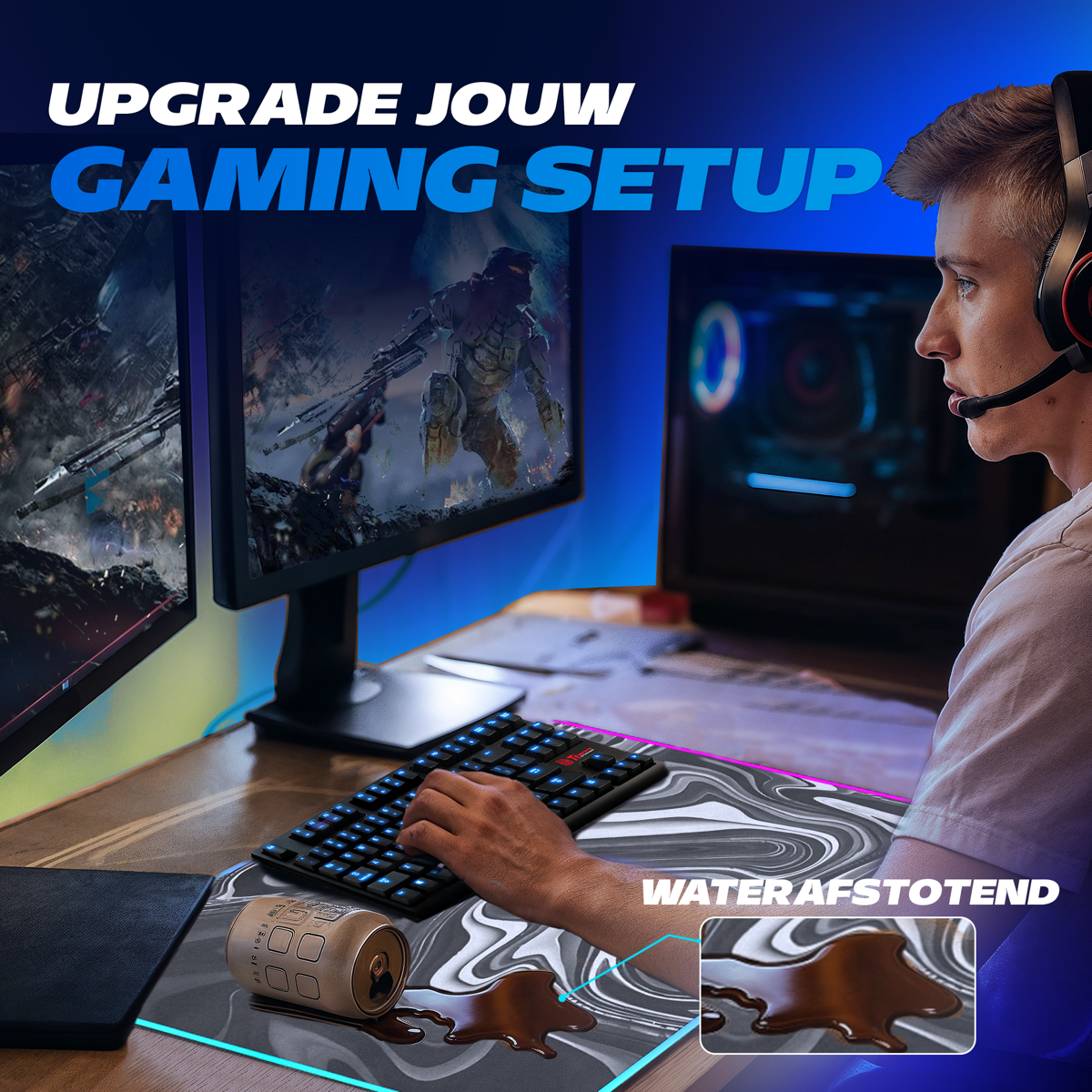 XXL Gaming Muismat 90x50 cm met RGB