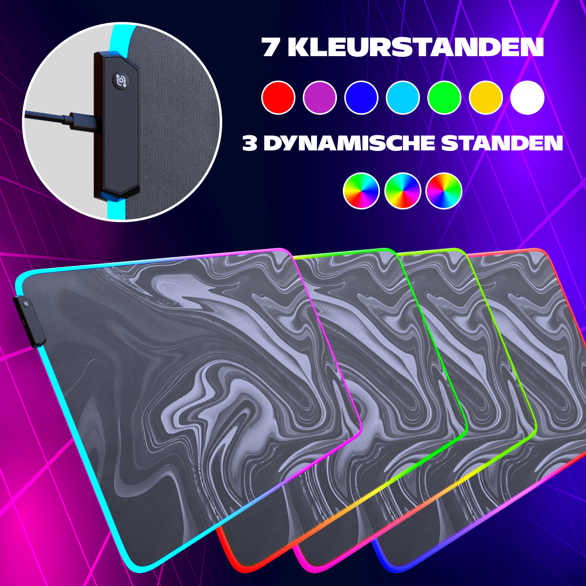 XXL Gaming Muismat 90x50 cm met RGB